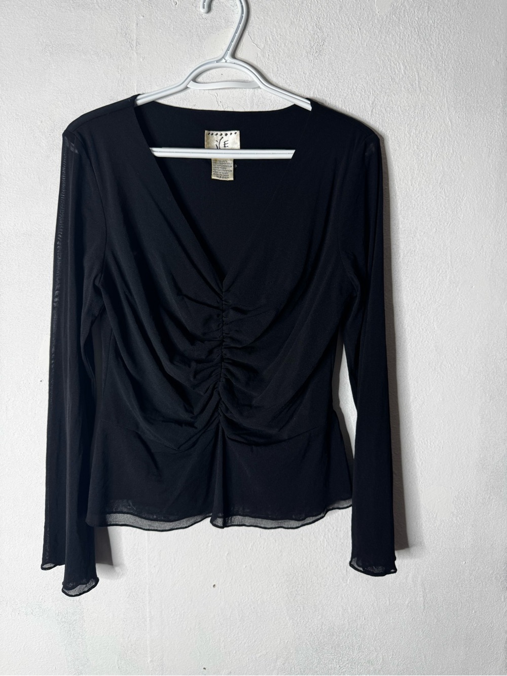 Vintage 90s ice blouse chiffon romance black size large